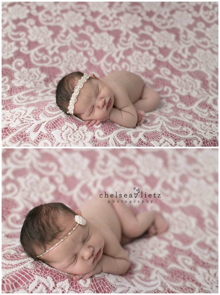 baby girl photos on lace and pink in San Antonio