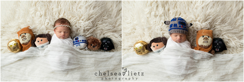 newborn baby princess leia, r2d2, star wars