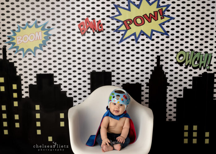 baby helmet super hero photo